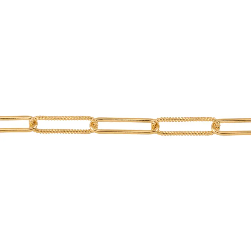 Gold-Filled Large Paperclip Alternating Twist Chain Footage