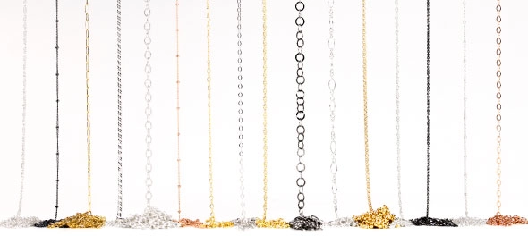 Sterling silver, yellow gold and rose gold jewelry chains