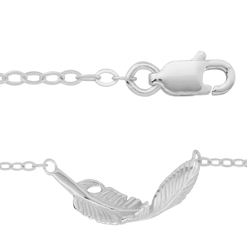 Sterling Silver Twirled Feather Chain Necklace