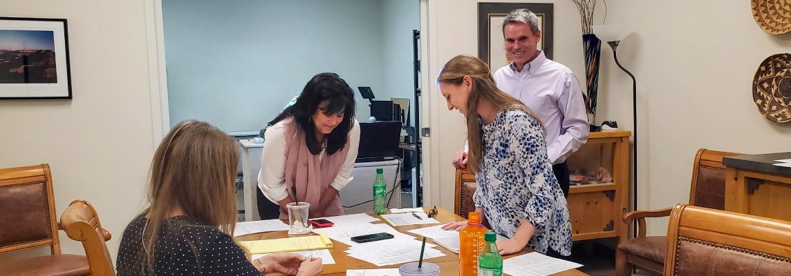 Halstead grant judging in conference room