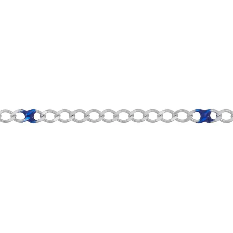 Sterling Silver Dark Blue Enamel Curb Chain Footage