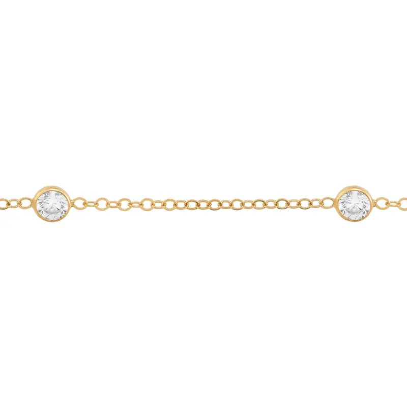 Gold Filled Flat Cable and 4mm CZ Links Chain Footage
