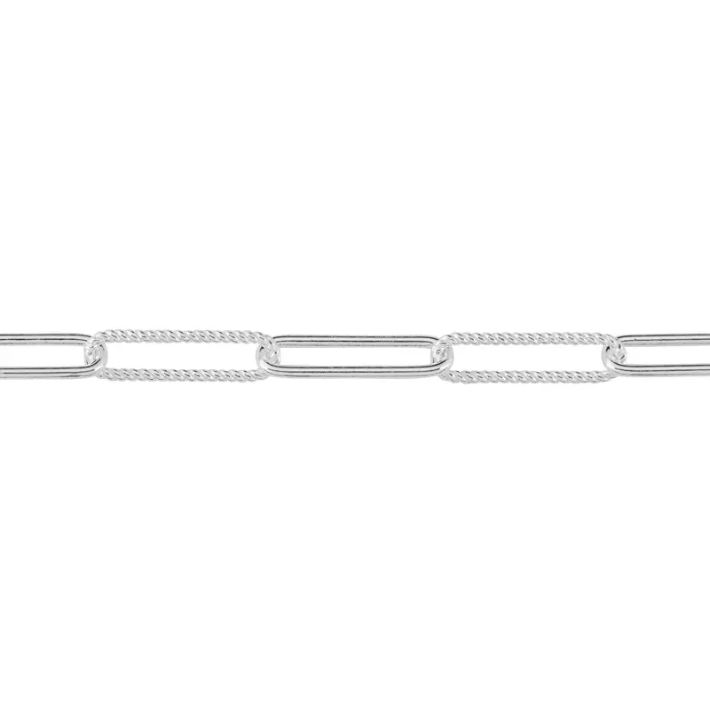 Sterling Silver Large Paperclip Alternating Twist Chain Footage
