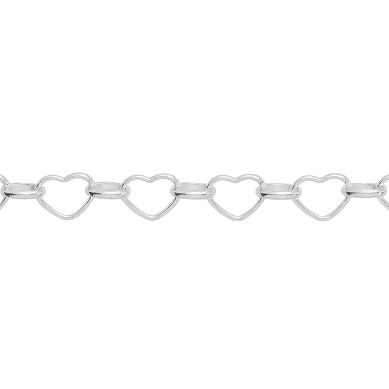 Sterling Silver Long and Short Heart Chain Footage