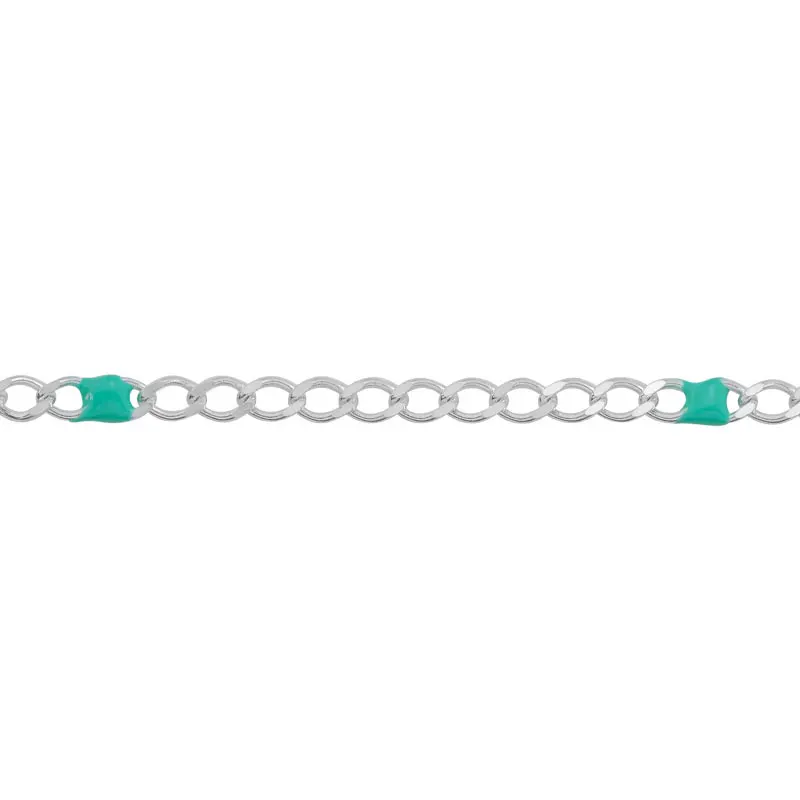 Sterling Silver Aqua Blue Enamel Curb Chain Footage