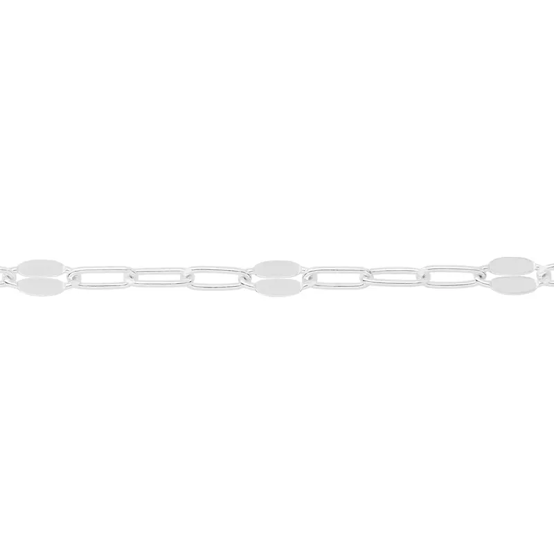 Sterling Silver Alternating Sequin Paperclip Chain Footage