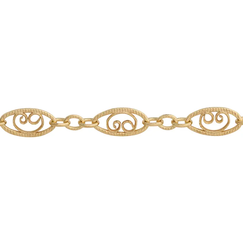 Gold-filled Filigree Oval Links Chain Footage