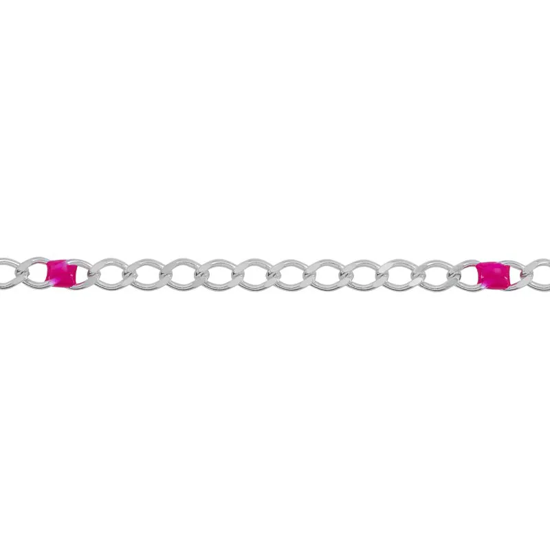 Sterling Silver Pink Enamel Curb Chain Footage