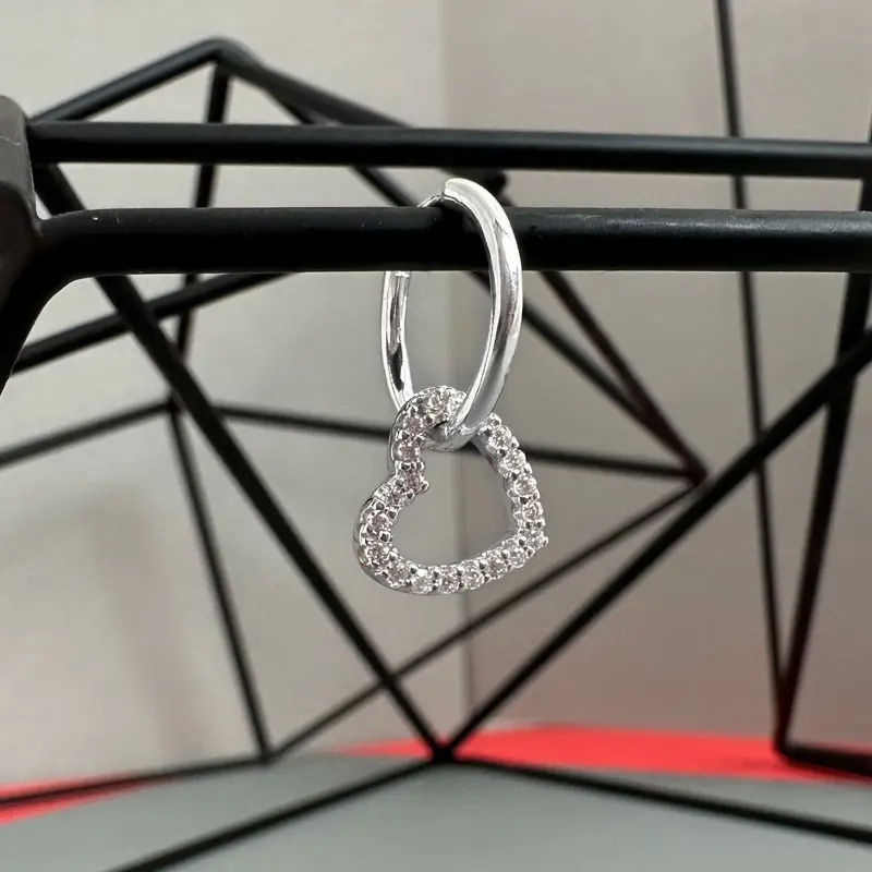 Sterling Silver CZ Heart Link