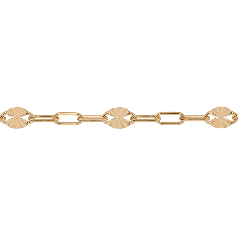 Gold-Filled Alternating Starburst Paperclip Chain Footage
