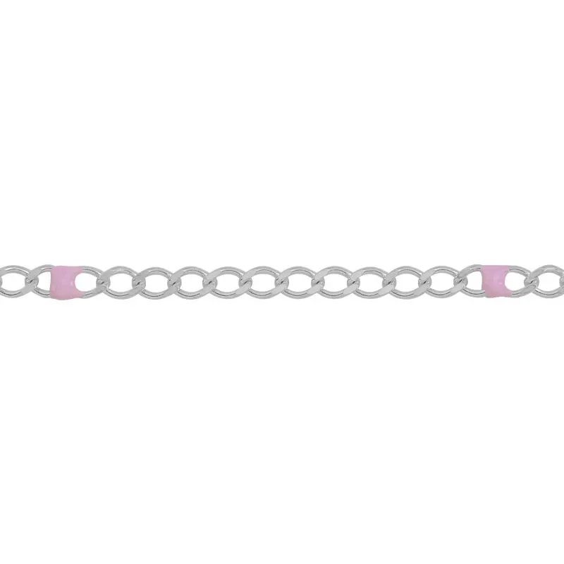 Sterling Silver Light Purple Enamel Curb Chain Footage