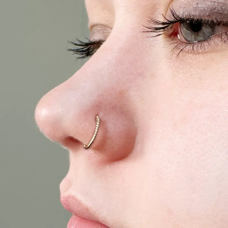 14k Gold Twist Nose Hoop