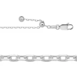 Sterling Silver Adjustable Slider Cable Chain Necklace
