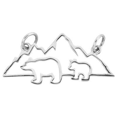 Sterling Silver Mama and 1 Baby Bear Mountains Festoon