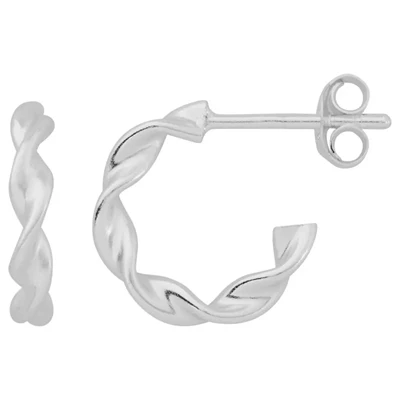 Sterling Silver Chunky Twisted Hoop Post Earrings