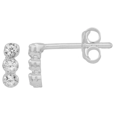 Sterling Silver Triple CZ Post Earrings