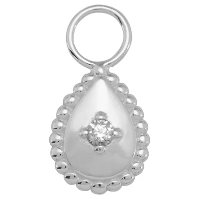 Sterling Silver CZ Beaded Teardrop Charm