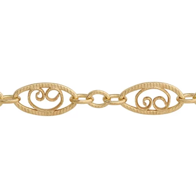 Gold-filled Filigree Oval Links Chain Footage