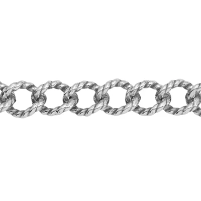 Sterling Silver Oxidized Twisted Curb Chain Footage