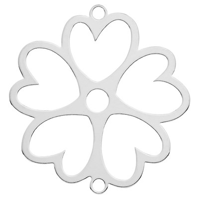 Sterling Silver Clover Hearts Link