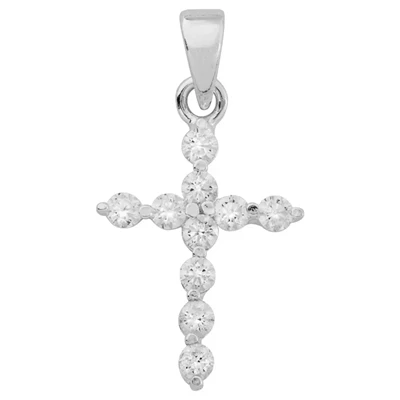 Sterling Silver CZ Cross Pendant with Bail