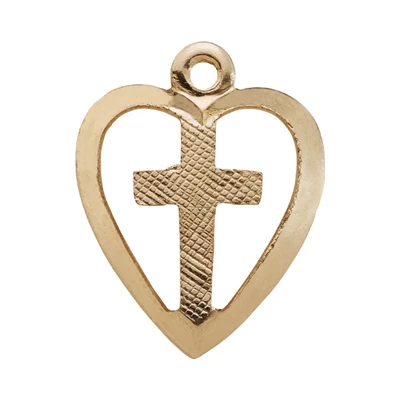 Gold-Filled Cross in Heart Charm