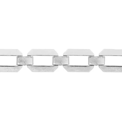 Sterling Silver Flat Band Long and Short Oval Chain Footage