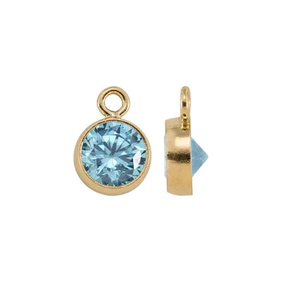 Gold Filled 4mm Aqua March Charm
