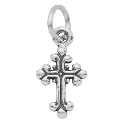 Sterling Silver Tiny Ornate Cross Charm