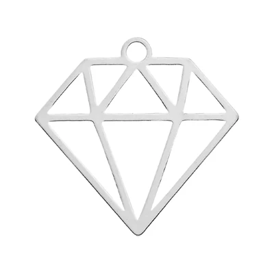 Sterling Silver Cutout Diamond Gemstone Charm