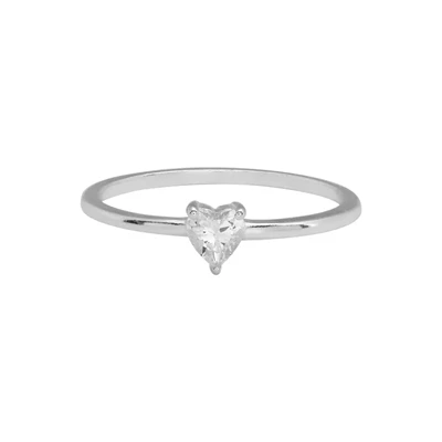 Sterling Silver Heart CZ Ring Size 7