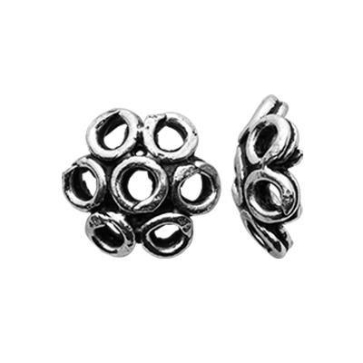 Sterling Silver Large Oxidized Daisy Loop Bead Caps