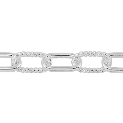 Sterling Silver Alternating Twist and Plain Chain Footage