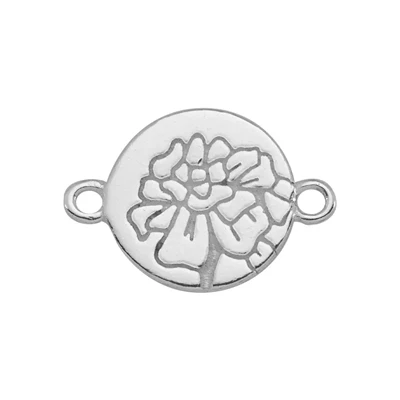 Sterling Silver Camellia Circle Tag Link