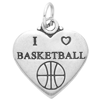Sterling Silver I Heart Basketball Charm