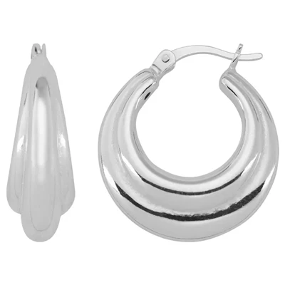 Sterling Silver Modern Hinged Hoop Earrings