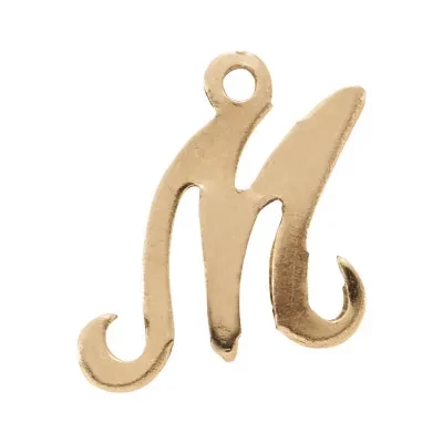 Gold-Filled Script Letter M Initial Charm