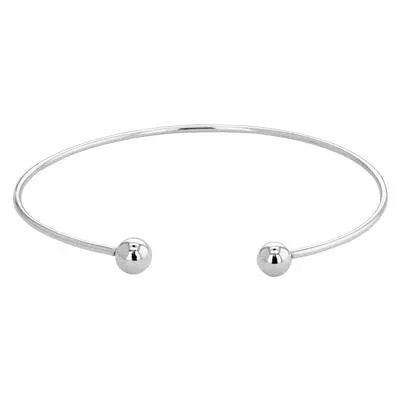 Sterling Silver Threaded Ball End Bangle