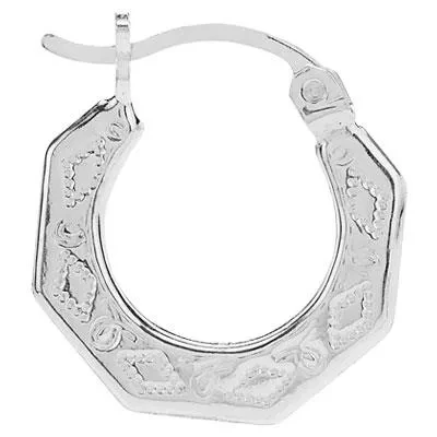 Sterling Silver Hinged Angles Pattern Hoops