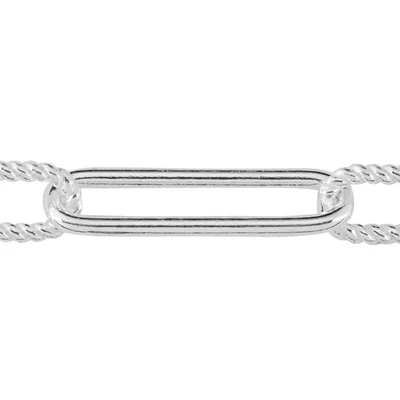 Sterling Silver Large Paperclip Alternating Twist Chain Footage