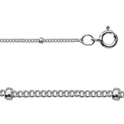 Sterling Silver 16 inch 1mm Saturn Curb Chain