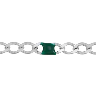 Sterling Silver Green Enamel Curb Chain Footage