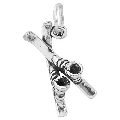 Sterling Silver Crossed Skis with Boots Charm