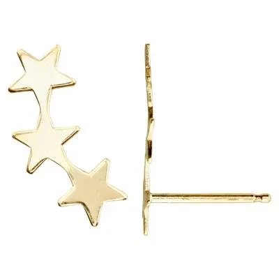 Gold-Filled 3-Star Climber Ear Posts