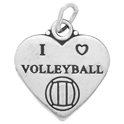 Sterling Silver I Heart Volleyball Charm