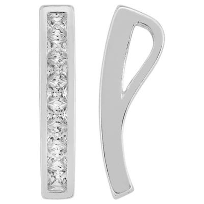 Sterling Silver CZ Channel Bar Pendant