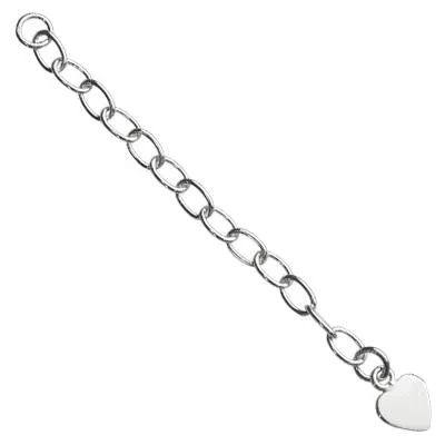Sterling Silver 2 inch Cable Extender Flat Heart