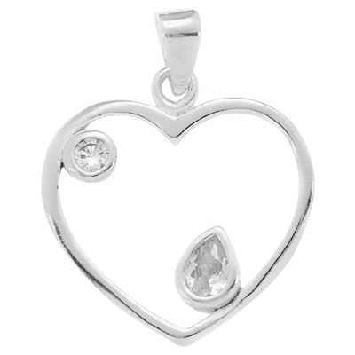 Sterling Silver CZ Accent Heart Pendant