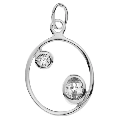 Sterling Silver CZ Accent Oval Pendant