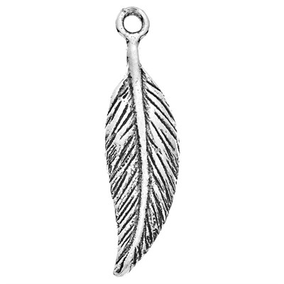 Sterling Silver Oxidized Long Narrow Leaf or Feather Dangle